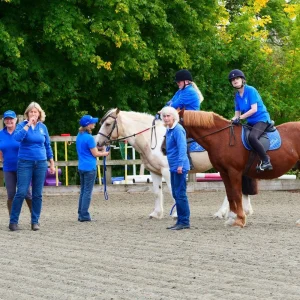 People and riders with the ponies